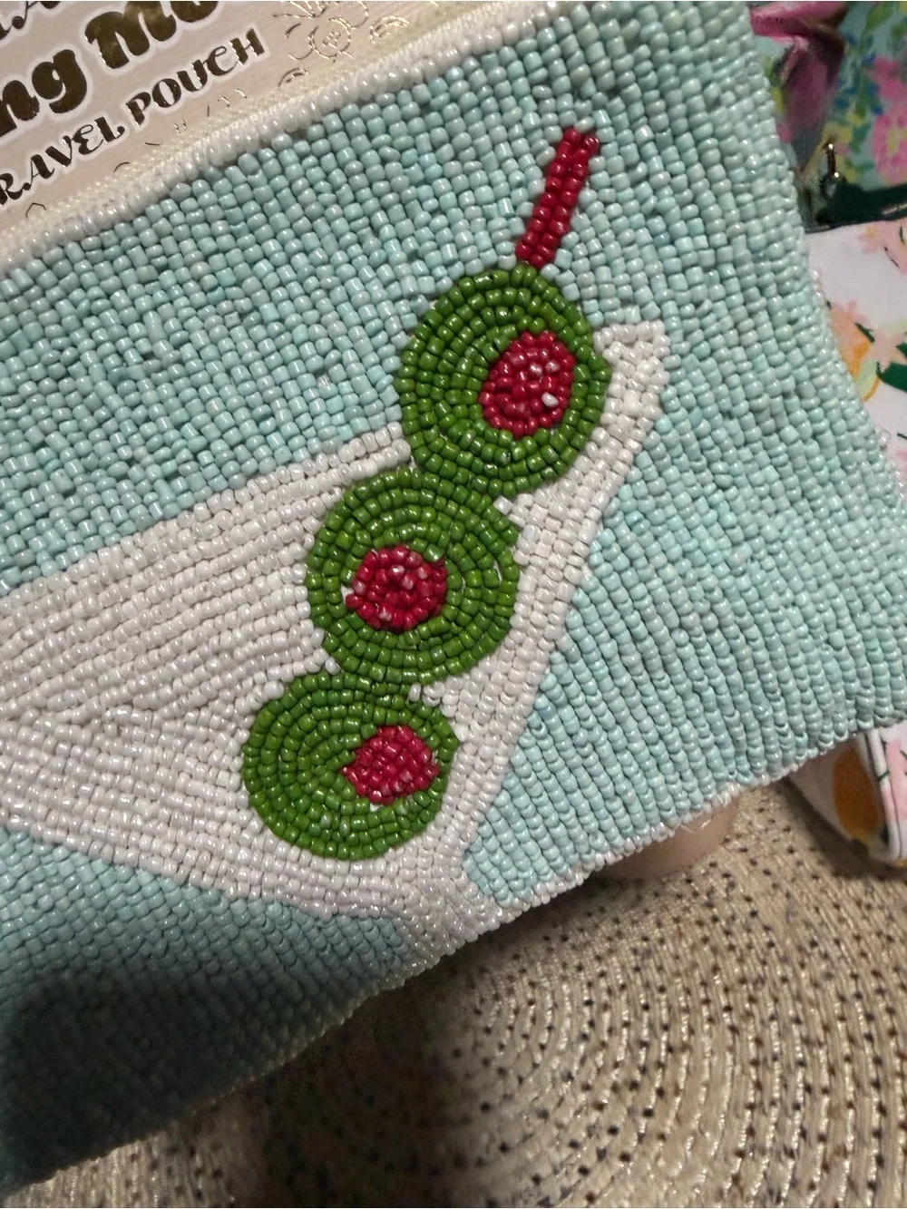 India Handmade Beaded Mint Cocktail Clutch